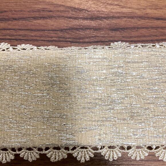 JJ Valaya designer belt for women Light Tan Fabric/lace with Oval Metal Buckle. - Picture 2 of 9